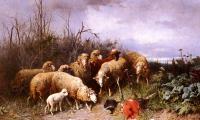 Friedrich Otto Gebler - Schafe Eine Vogelscheuche Betrachtend